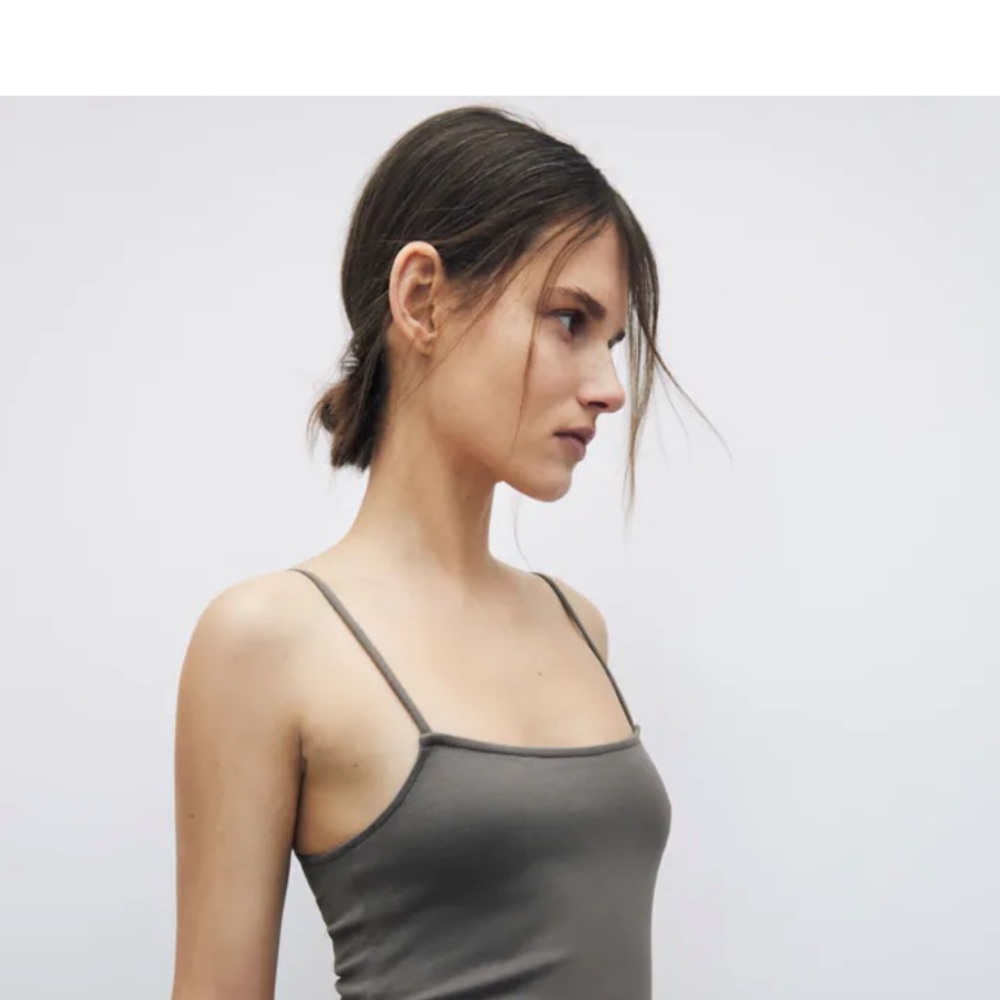 Zara Charcoal Grey Straightneck Bodysuit